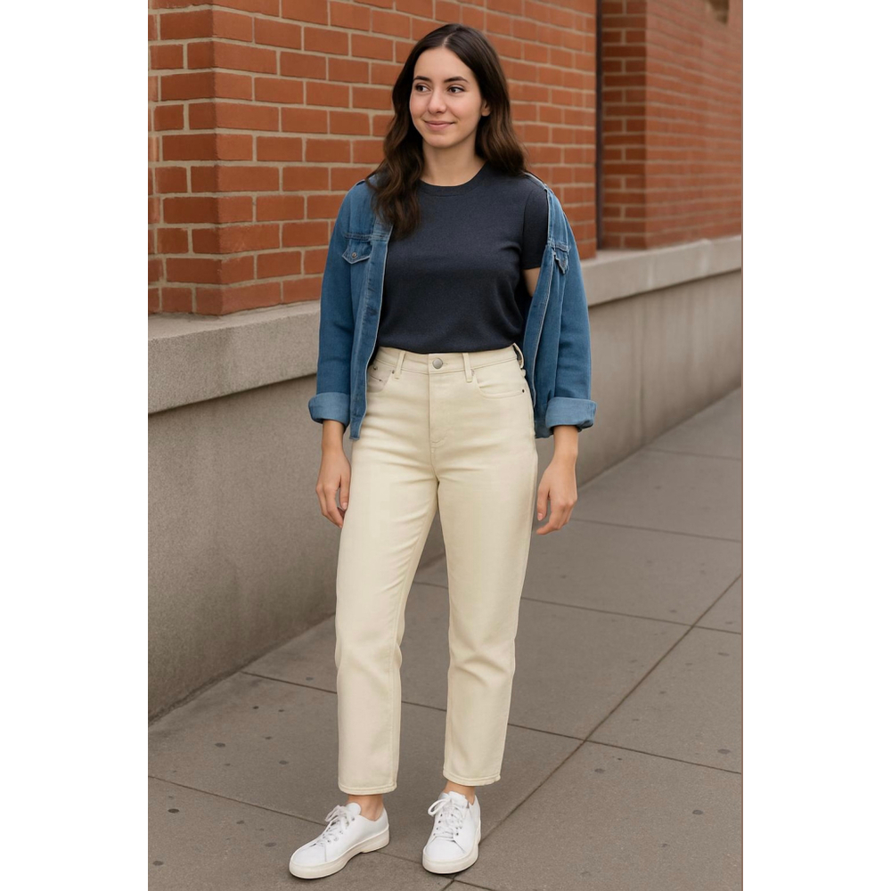 Women's American Eagle Cream Corduroy Straight Leg Pants Sz 8 Vintage Soft Girl